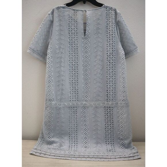 Sundance Women's Sz Medium Light Gray Lucille Lace Eyelet Shift Dress - Picture 2 of 15